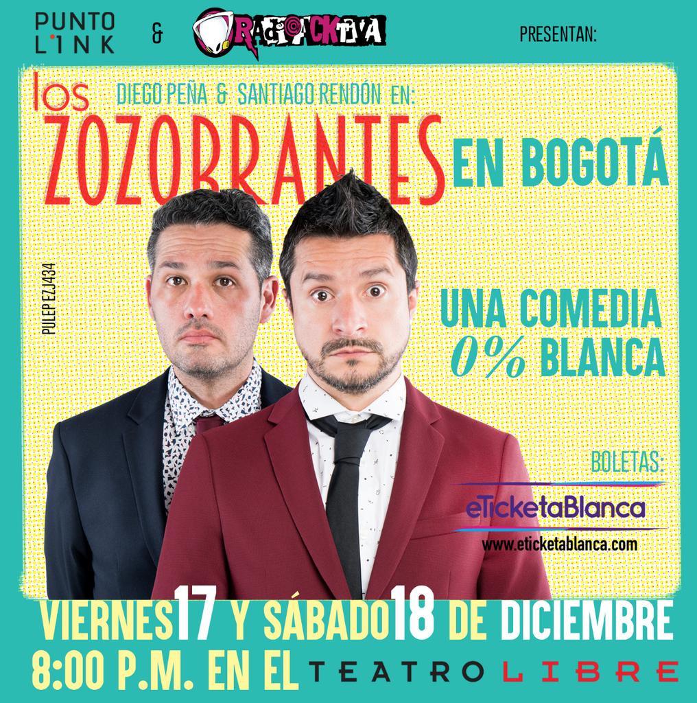 Bogotá nos vemos el viernes 17 y sábado 18 de diciembre con Los Zozobrantes en el Teatro Libre.

🎫 Boletas en: eticketablanca.com/evento/los-zoz…
