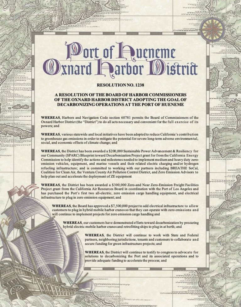 portofhueneme's tweet photo. On Monday, in unanimous display of support, Oxnard Harbor District Commissioners voted to adopt a resolution to demonstrate their commitment to decarbonizing operations at the Port as part of its pursuit of a zero-emission future. #committedtogreen

https://t.co/1zijw6oilH https://t.co/qIBbUWyU2X