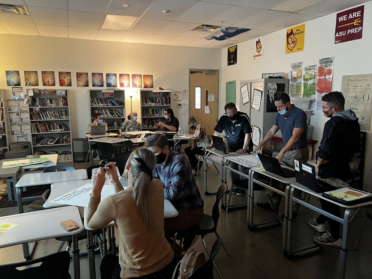 edtechSAE's tweet photo. It was great to finally have a Design Team meeting in person today @ASUPrepAcademy South Phoenix! #ASUprepblends #Pathwaysbook https://t.co/1CpspZKLgU