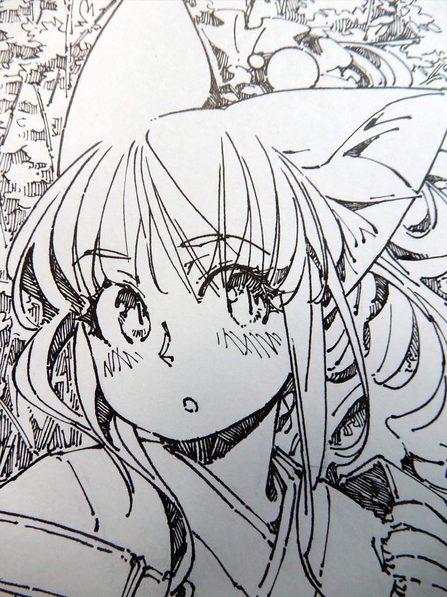 線画。これで持ち込み用漫画原稿用紙の1コマ分くらい?
#線画 
