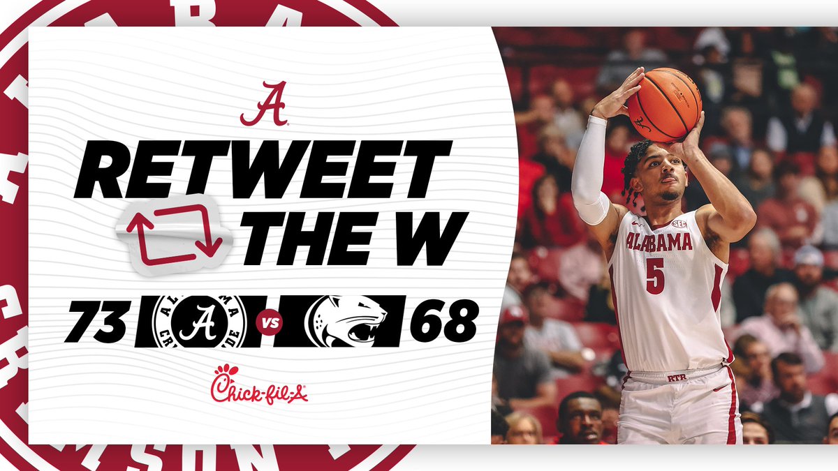 UA_Athletics's tweet photo. The Tide keeps rolling!

#RollTide | @AlabamaMBB https://t.co/0mBbYWwNM5