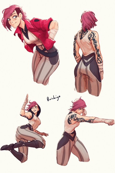 Some Vi roughs over the past few days

I gave up on her back tattoos so I just wung it :V
It's nice that