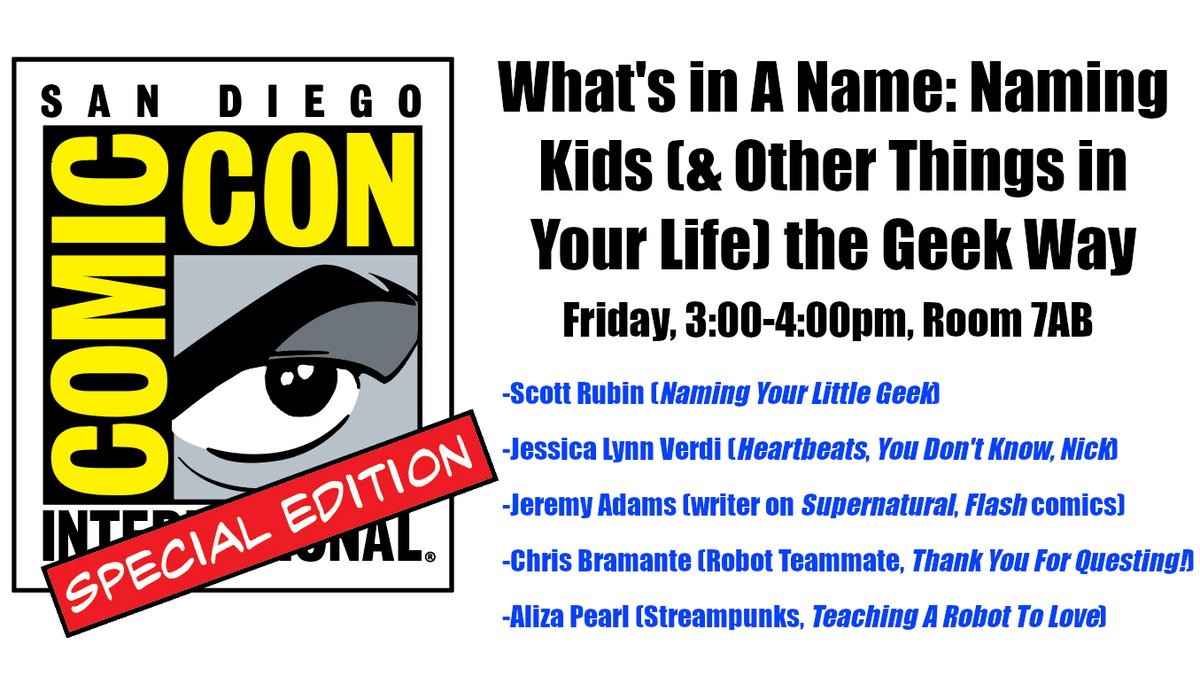 Calling all geeks going to Comic-Con Special Edition! I've gathered some awesome friends to talk about names and naming people, characters, and lots more. It's going to be super fun AND informative!🤓
Add it to your Comic-Con schedule: eventeny.com/events/comicco…