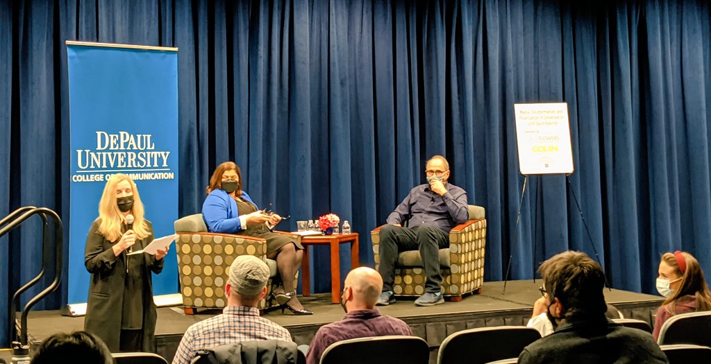 mattragas's tweet photo. Great @CMNDePaul Open Learning Project inaugural event on a critical subject: "Media, Disinformation and Polarization" a conversation with @davidaxelrod moderated by @DePaulPRAD @DePaulU colleague @mdemoya. Opening remarks by @CMNDePaulDean. https://t.co/NzbZSnhtJS