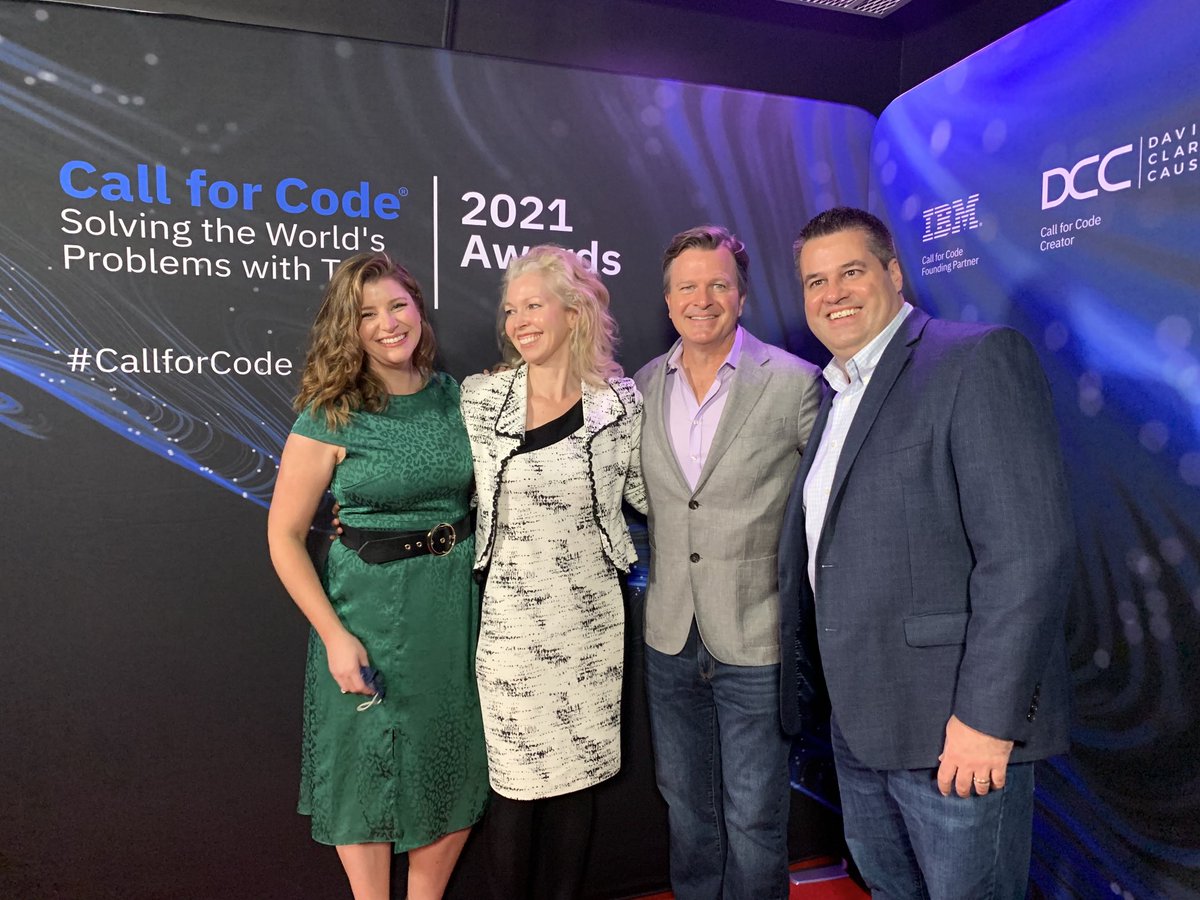 Celebrating #climatesolutions #techforgood awards ⁦@CallforCode⁩ with ⁦@IBMDeveloper⁩ ⁦@linuxfoundation⁩ ⁦@WeatherKait⁩ @jzemlin @mdolan ⁦#callforcode