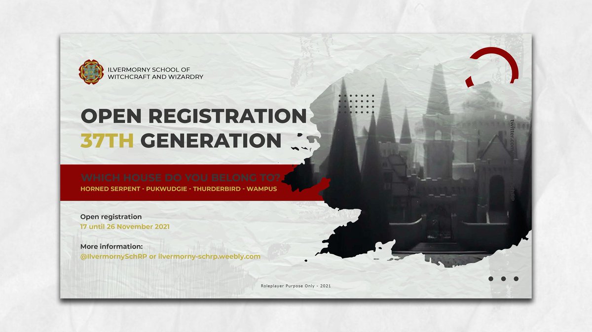 IlvermornySchRP's tweet image. ㅤㅤㅤㅤ

ㅤ         ILVERMORNY SCHOOL
             OPEN REGISTRATION 
                   FOR 37TH GEN
                   17-26 NOV 2021
               ━━━━━━━━━━━━━

✨ Lets find which houses you will belong to and become part of us ✨
️️