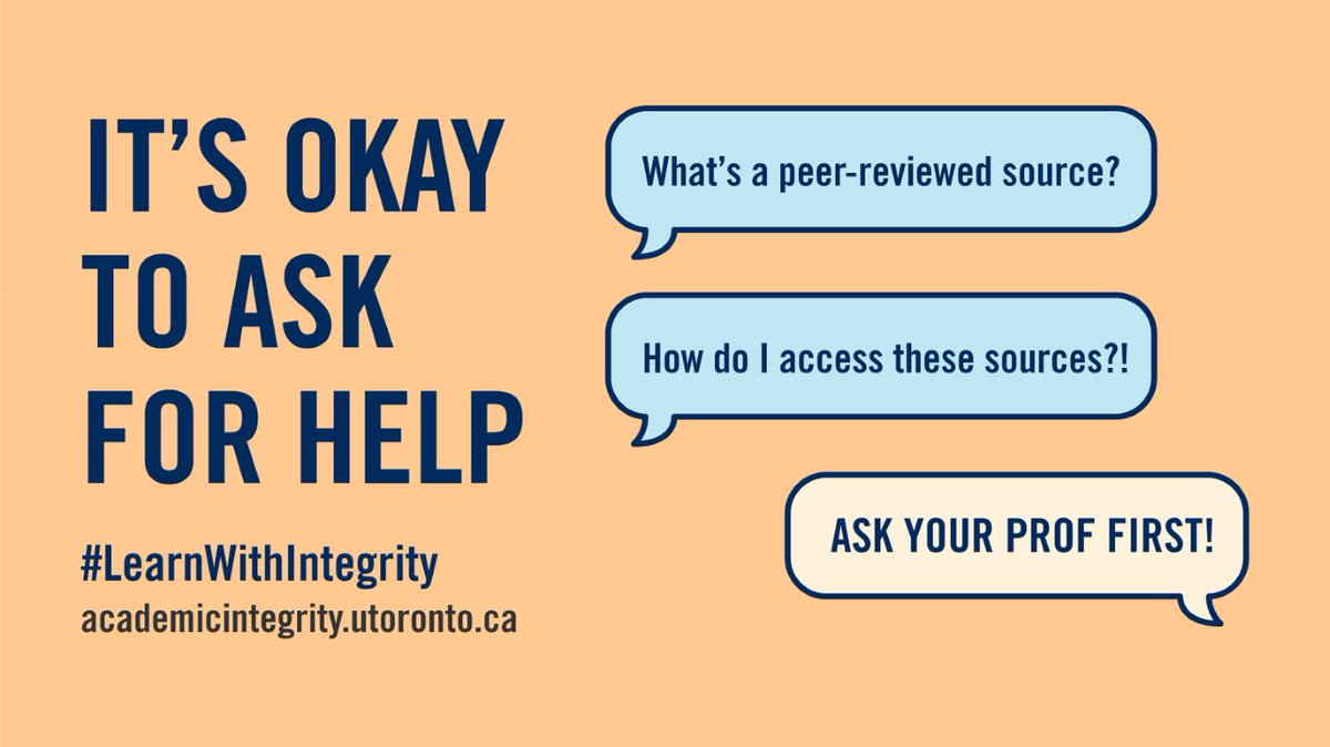 utsc_engdept's tweet photo. If you are feeling unsure or uncertain about the work that you do, remember to ask for help as there are so many people, resources and services to help you succeed. Visit https://t.co/HCwxQcvcSM to learn more.

#LearnWithIntegrity #UTSC

@UTSCLibrary @utscaacc https://t.co/ydFF7giQzK