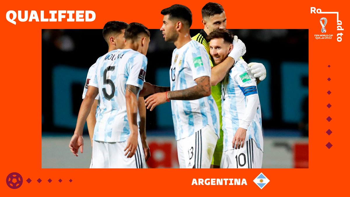 FIFAWorldCup's tweet photo. 🇦🇷 Congratulations Argentina 👏👏👏

🏆 The two-time #WorldCup champions have secured their ticket to Qatar ✈️🇶🇦 https://t.co/3vuyoihqCz