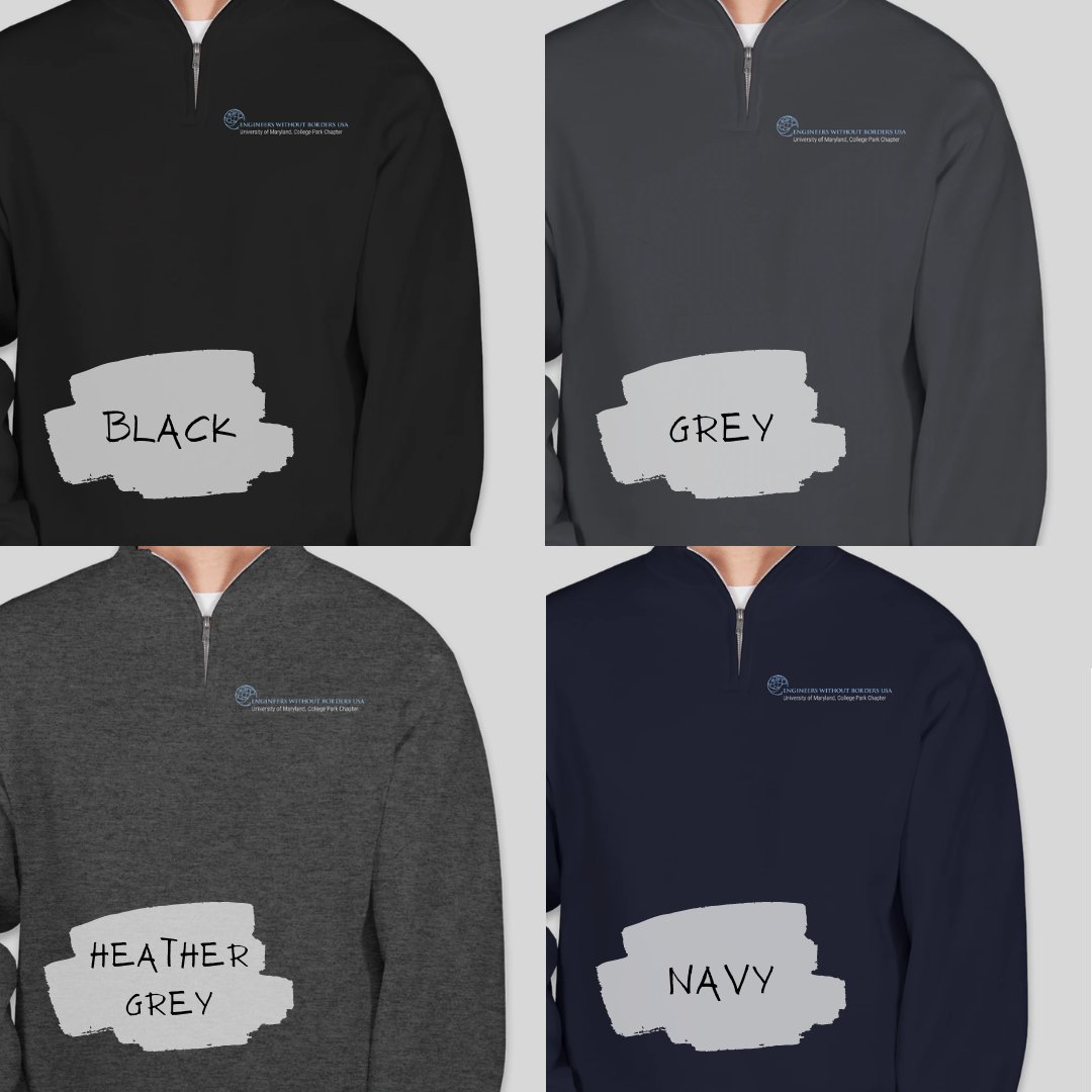 EWB UMD quarterzips are out! Get yours here: ter.ps/EWBQZ
All orders due this Friday, Nov. 19.
Cost: $42