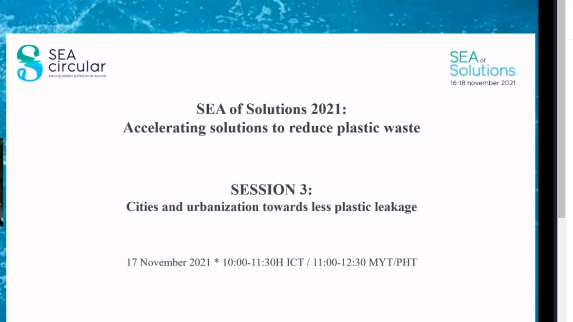 AsiaGrid's tweet photo. Looking forward to this very interesting session at SEA of Solutions @SeaCircular @UNEP_AsiaPac #Cities #BeatPlaticPollution @CePartnership @ICLEISouthAsia #BaselConvention https://t.co/NceljkIwJr