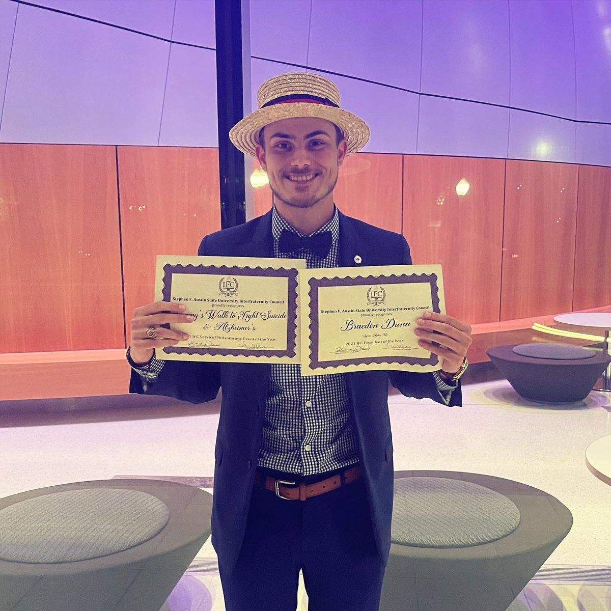 We are thrilled to have been the recipient of the IFC Philanthropy award. We’re also very proud of our President Braeden Dunn on receiving the IFC President of the year award. Lastly, we’d like to shout out our advisor, Mr. Guerrero for being the IFC advisor of the year!- F&amp;F!⚜️