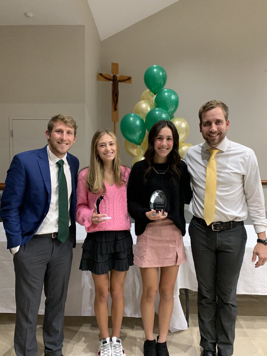 KnxCatholicWSOC's tweet photo. And now for the TEAM AWARDS…

@kchssoccer Lady Irish freshman Sarah Pollock, @_jennaclements and Natalie Stobb (not pictured) were the 3 recipients of our “Rising Star” award for upcoming players to watch!

#TheFutureIsBright #GoIrish https://t.co/9LLM3ME9vB