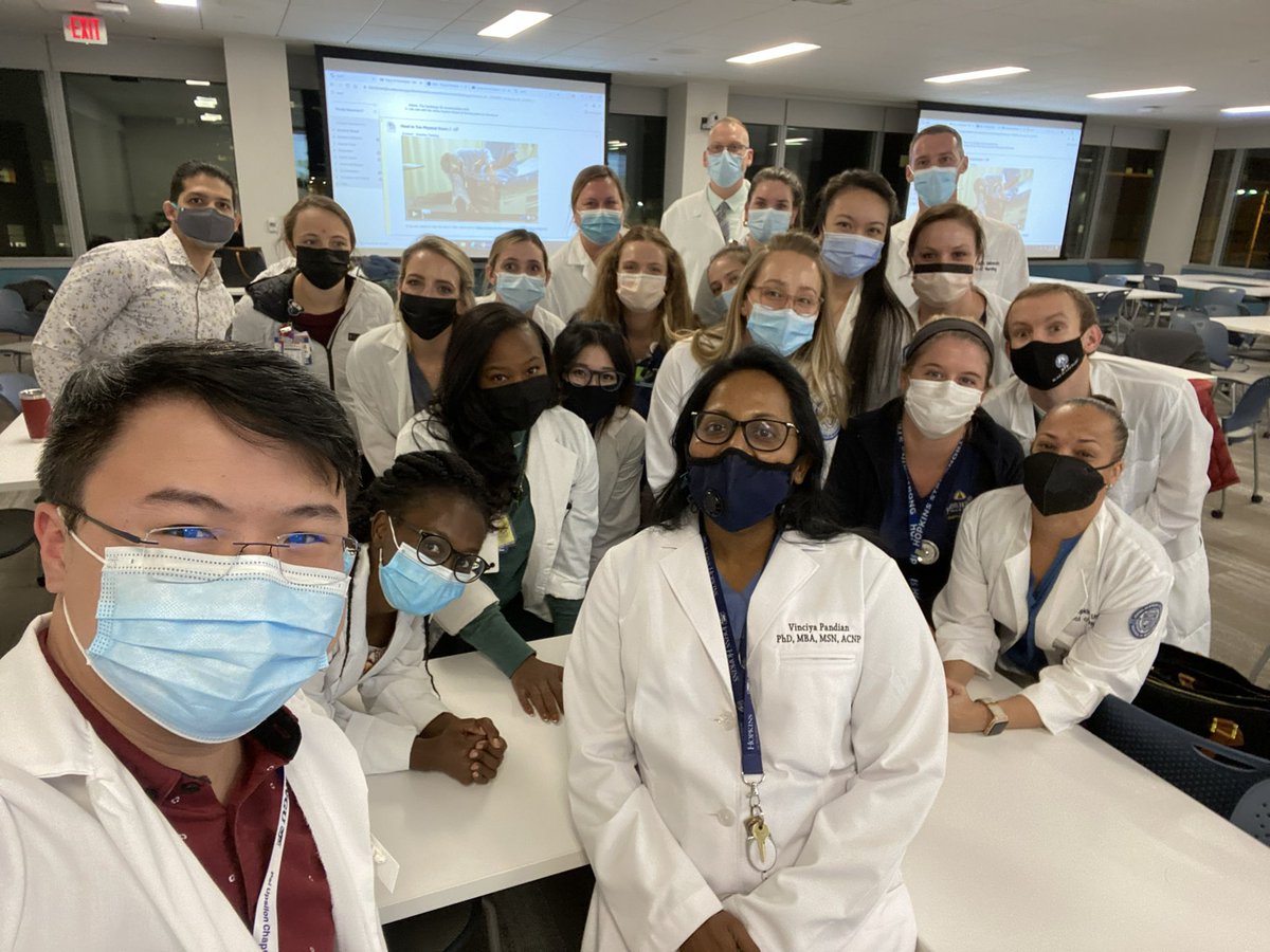 VinciyaPandian's tweet photo. It’s a great day when you enjoy what you do but an even better day when your students enjoy along with you. Critical care NP &amp; CNS group mastering skills at the Simulation Lab. @JHUSON_CILDI @kristenb01 @kmciltr1 @tmslaterACNP @NolanOnNursing @Sarah_Szanton @JHUNursing @smr4dh https://t.co/3DrCkfqDlF