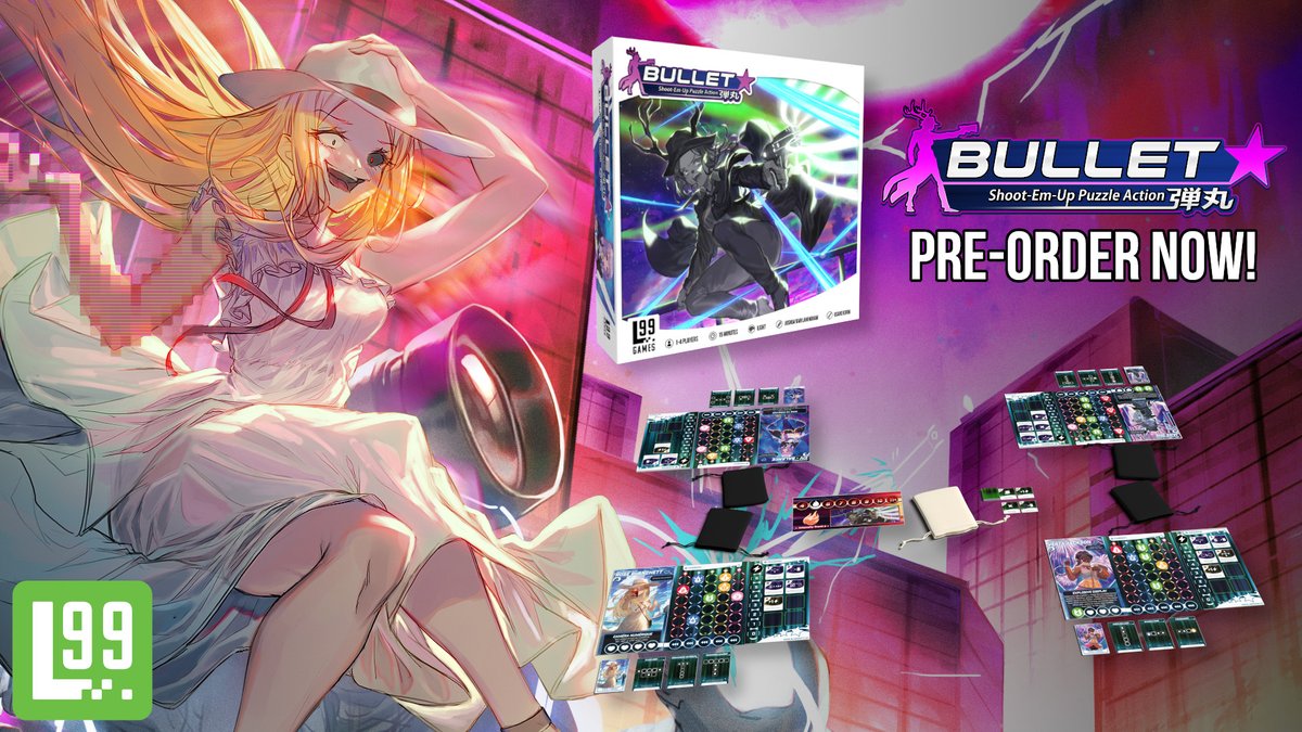 Level99Games's tweet photo. Launch 99 is done but you can still pre-order! Bullet★ features 8 new heroines and 8 new challenging bosses in this stand-alone sequel to the critically acclaimed Bullet♥︎! Pre-order here: https://t.co/yfoInio0xD

#boardgames #level99games #bullet https://t.co/BUXJXUEp5a