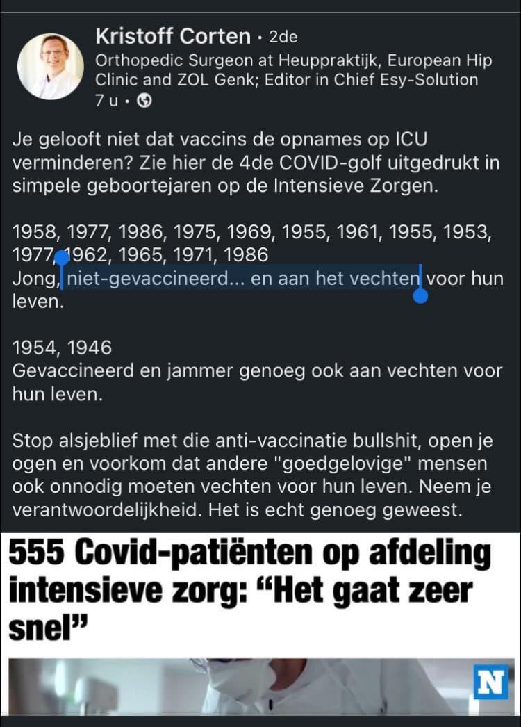 ❤️💔- duidelijke boodschap… zelfde beeld trouwens in ziekenhuis Brugge waar mijn broer op intensieve werkt… #samentegencorona #GetVaccinated