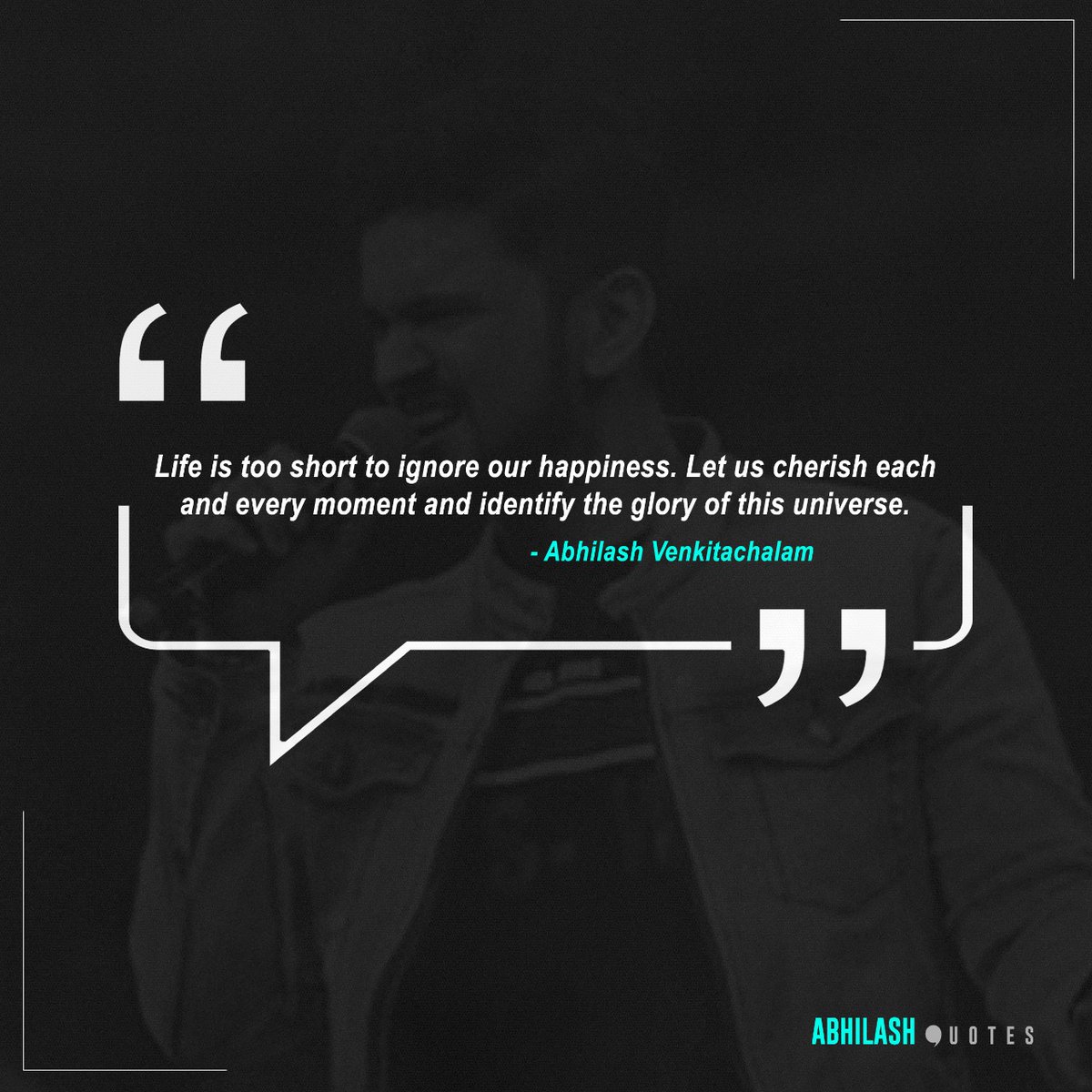 Speaking out my heart in the form of QUOTES.

#abhilashquotes #quotes #quotestoliveby #wednesdaythought #WednesdayMotivation #lifequotes #experiences #abhilashvenkitachalam #abhilash #supersinger