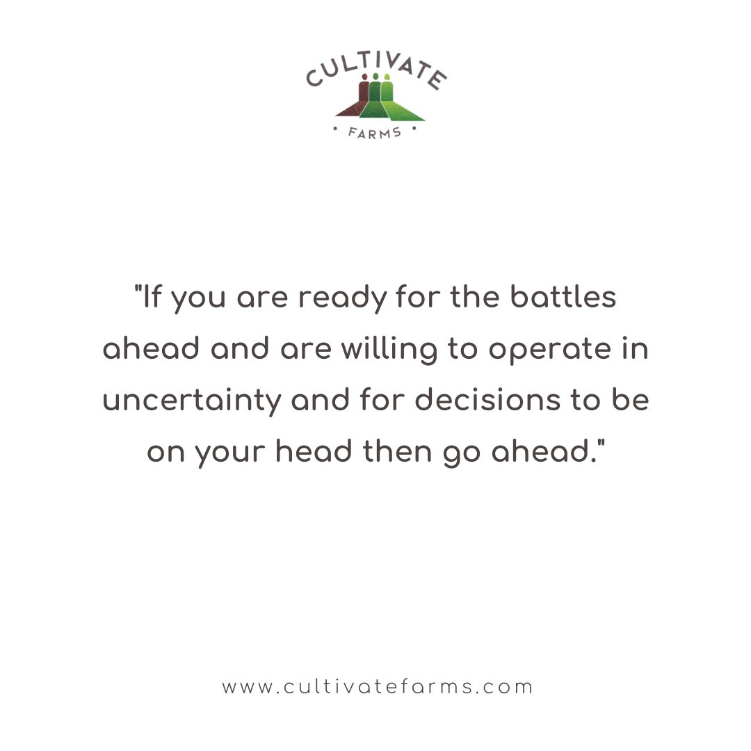 CultivateFarms's tweet image. "If you are ready for the battles ahead and are willing to operate in uncertainty and for decisions to be on your head then go ahead."

#cultivatefarms#aspiringfarmers#retiringfarmers
#farminvestors#farming#farms#buyafarm
#ownafarm#regionalcommunities#farmownership#farmdreams