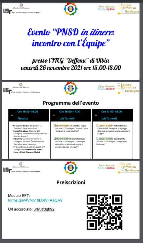 musesarde's tweet photo. Il nostro primo evento in presenza dopo quasi due anni.
PNSD - Evento “PNSD in itinere: incontro con l’Équipe” – Olbia, 26/11/2021 (scadenza preiscrizioni: ore 10.00 di lunedì 22/11/2021).
Nota USR 20782/2021: https://t.co/60iLNpFEtk
Programma Evento: https://t.co/VIdeX9Qp1h https://t.co/hefAkoRgHE