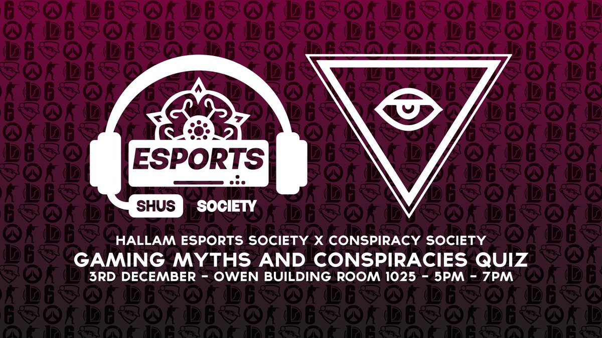 We're doing our 1st colaboration event of the year, with the lovely folk over at the Conspiracy society! We'll be doing a gaming myths and conspiracies quiz, as well as general conspiracy presentations.
Details about the event on the image below!