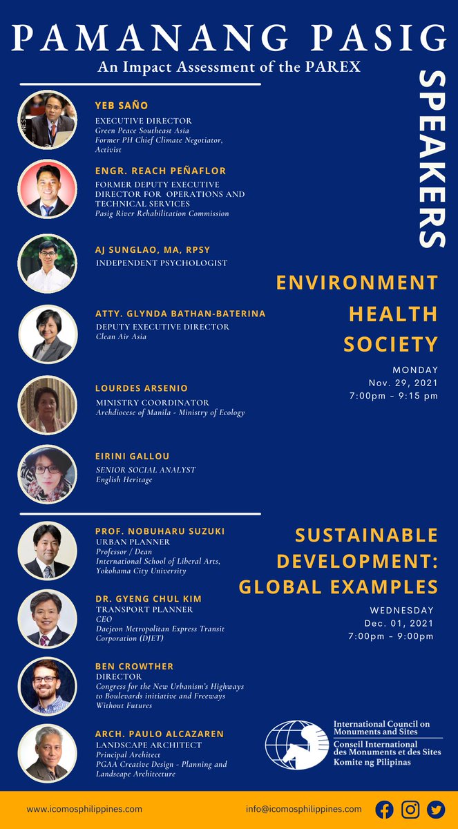 icomosph's tweet photo. We are proud to present to you our list of speakers for PAMANANG PASIG, an impact assessment on the PAREX.

Register at: https://t.co/54bjYZaA1H https://t.co/sdqo30nQ39