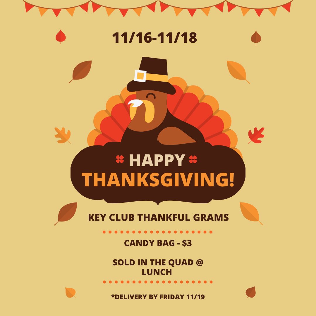 ElRanchoKeyClub's tweet photo. Come on down to the quad tomorrow during lunch to get a thankful gram for your favorite teacher or friends!🧡 https://t.co/fYQAwA4jgV