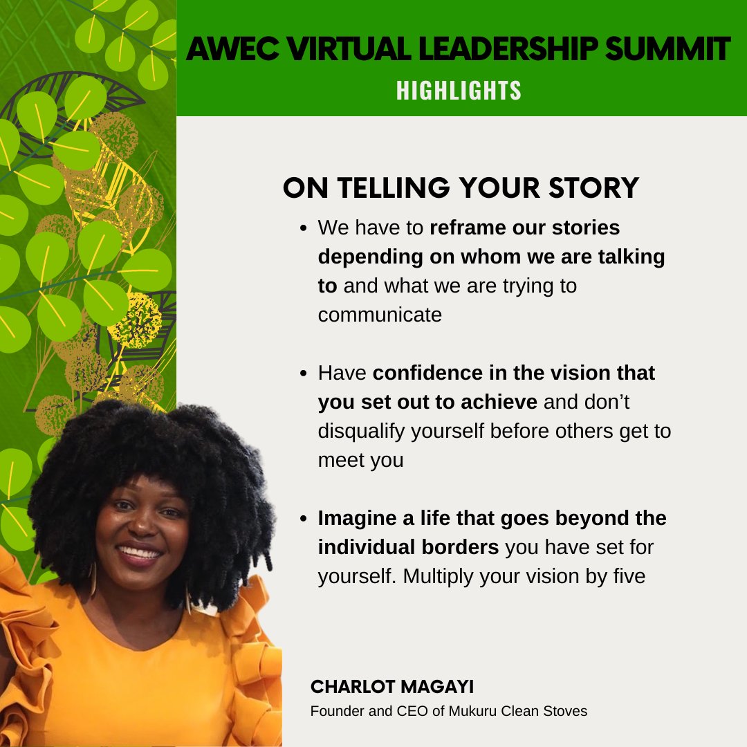 WeAreAWEC's tweet photo. Storytelling is a business amplifier. Charlot's ability to tell her story is what attracted investors and allowed her to gain strategic partners to expand distribution to other Africa countries.
Which of the points she shared resonate with you most? #AWECSummit21 https://t.co/9HarZceNTJ