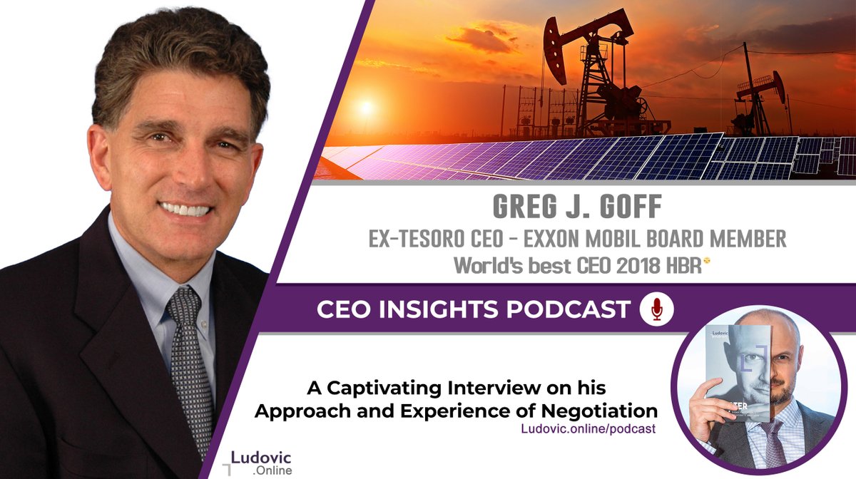 Ludovic_Tendron's tweet photo. World's Best Performing CEO 2018 - HBR, sits at the board of Exxon Mobil, ex-CEO of Tesoro. Great honour to welcome Greg Goff on CEO Insights to talk about negotiation and influence: https://t.co/FdH8GAhBxZ
#ludoviconline #negotiationtraining #negotiationskills #ceotalks https://t.co/erFDb271nN