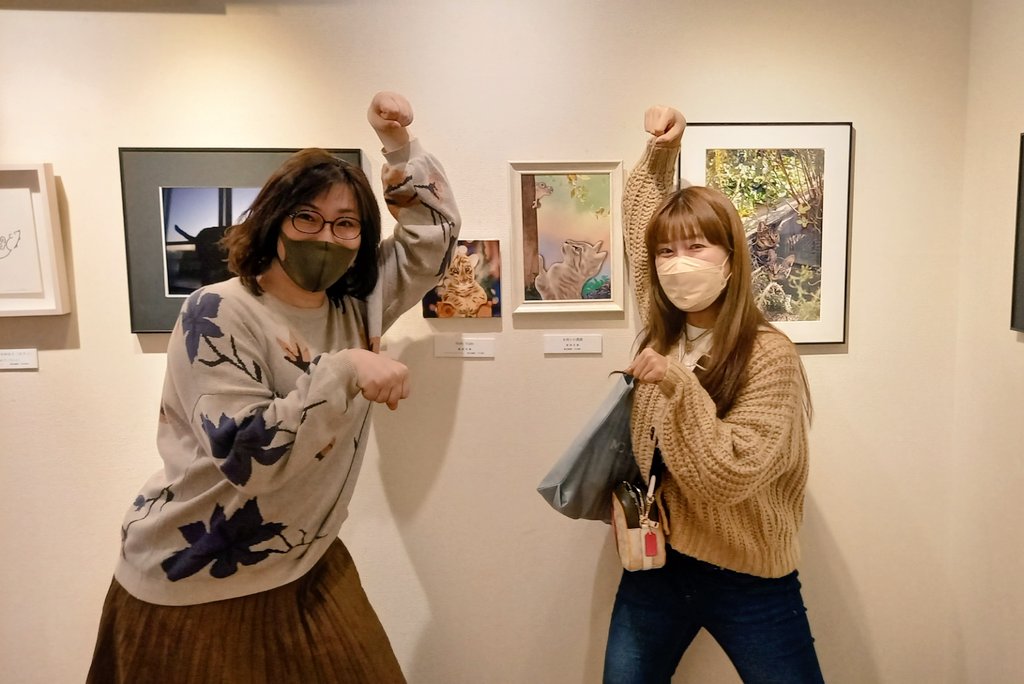 rinamatsuoka777's tweet photo. #服部実緒 さん(@httrmio)が作品を出展されている、ねこ展に行って来ました🐾千駄木駅からほど近くのギャラリー #knulp さんにて、実緒さんの温かくて可愛いくてちょいと不思議な新作2点と、猫愛に溢れたお写真達、ギャラリーの空間にとても癒された…😺今週21日(日)まで💮是非お立ち寄りください🐾 https://t.co/QvpkYj90i2