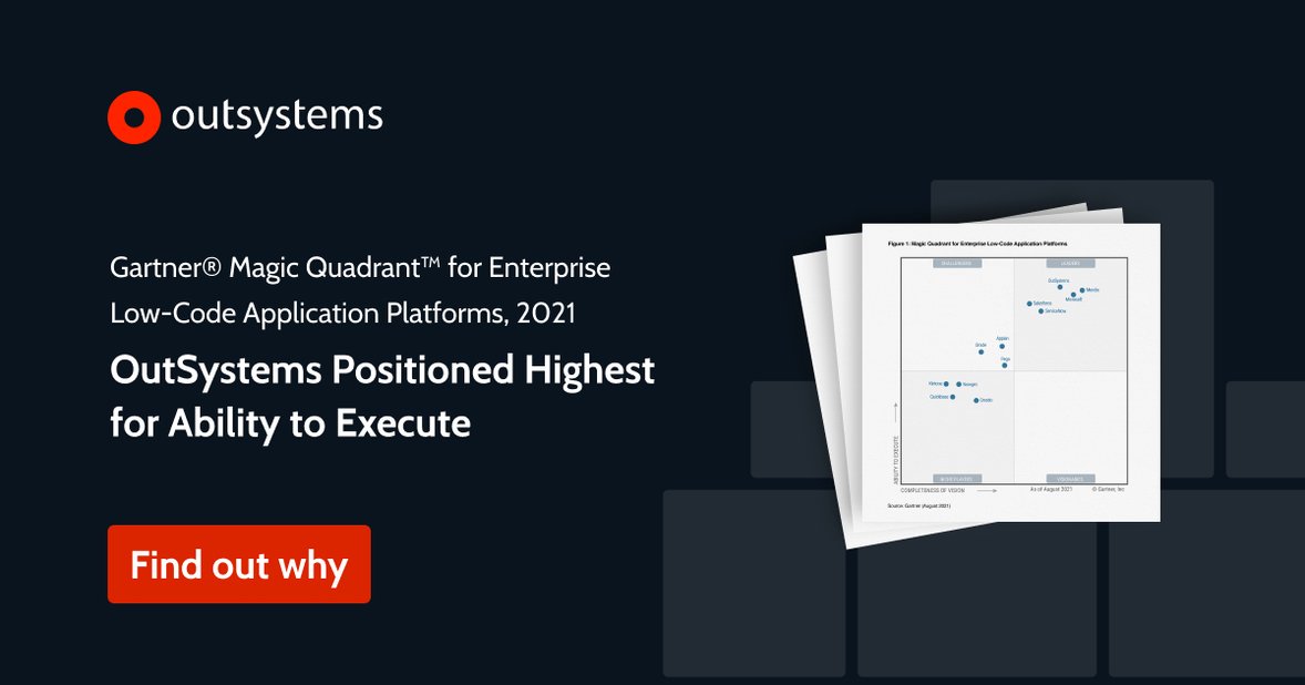 NovataSolutions's tweet photo. Proud to be an #OutSystemsPartner! For the fifth year in a row, #OutSystems is a Leader in the Gartner® Magic Quadrant™ for Enterprise LCAP AND has been named a Customers' Choice in 2021 Gartner Peer Insights ‘Voice of the Customer'! Read it here: https://t.co/PkGGpAkNbQ https://t.co/YHaFfWyBZ5