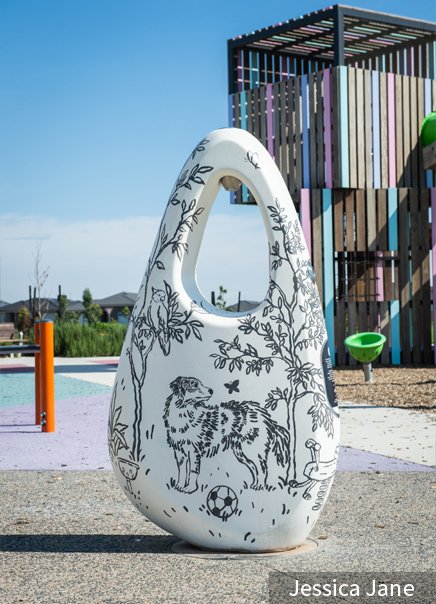 WondermentWalk's tweet photo. O Initiative fountains in the Newgate estate, Tarneit. Commissioned by @centralequity in collaboration with 
@o_initiative @WondermentWalk @WyndhamCouncil and @HaymesPaint. Artists include DMR, Elizabeth Dalton Hooker and Jessica Jane. https://t.co/Ya0wjgI2he