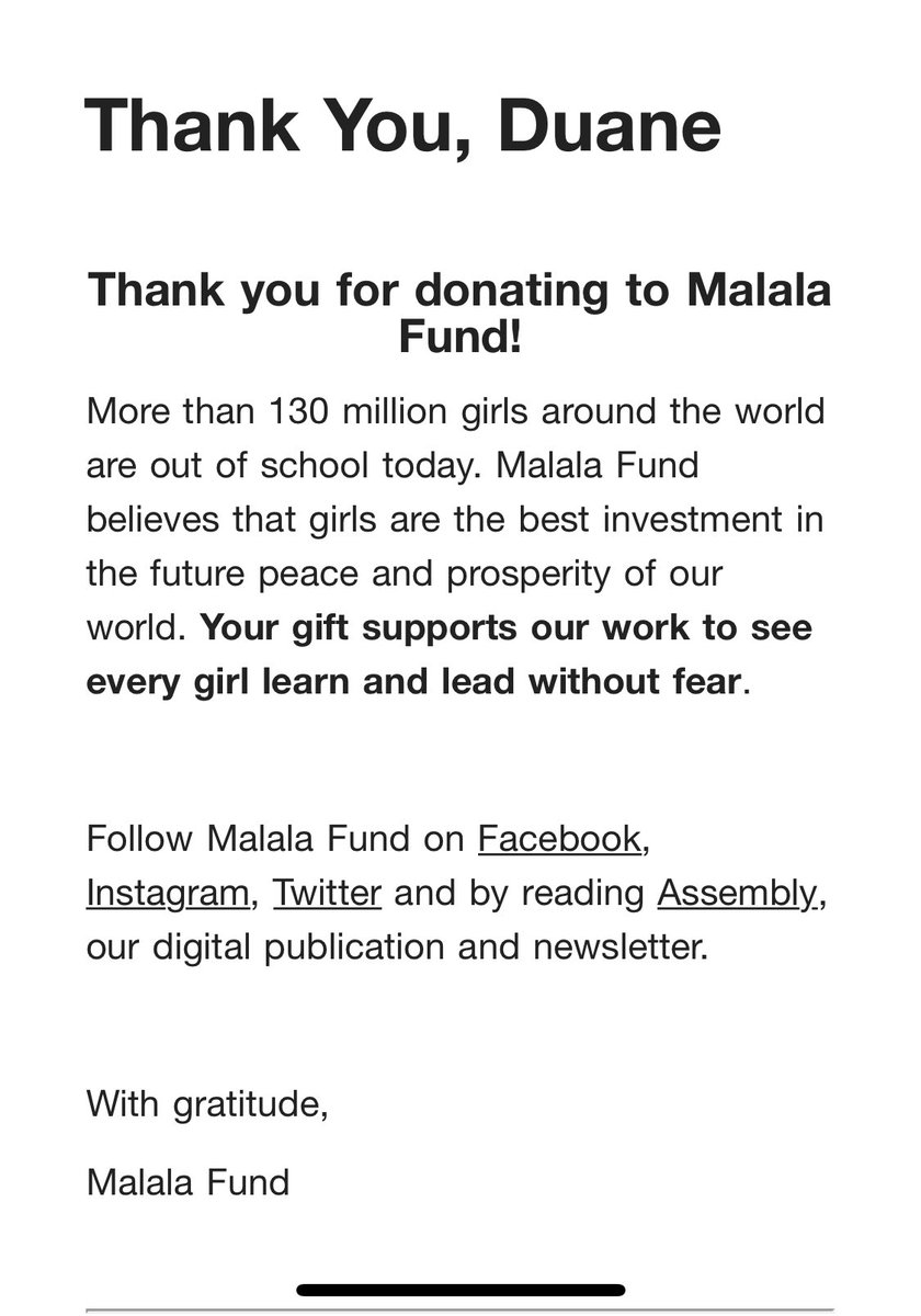 DuaneBPrattJr's tweet photo. @MalalaFund @HashBastardsNFT Just wanted to let you know donated to a good cause #charity #donate @WomenandWeapons @garyvee @mitchjackson #NFTCommunity https://t.co/66O0fvK2zU