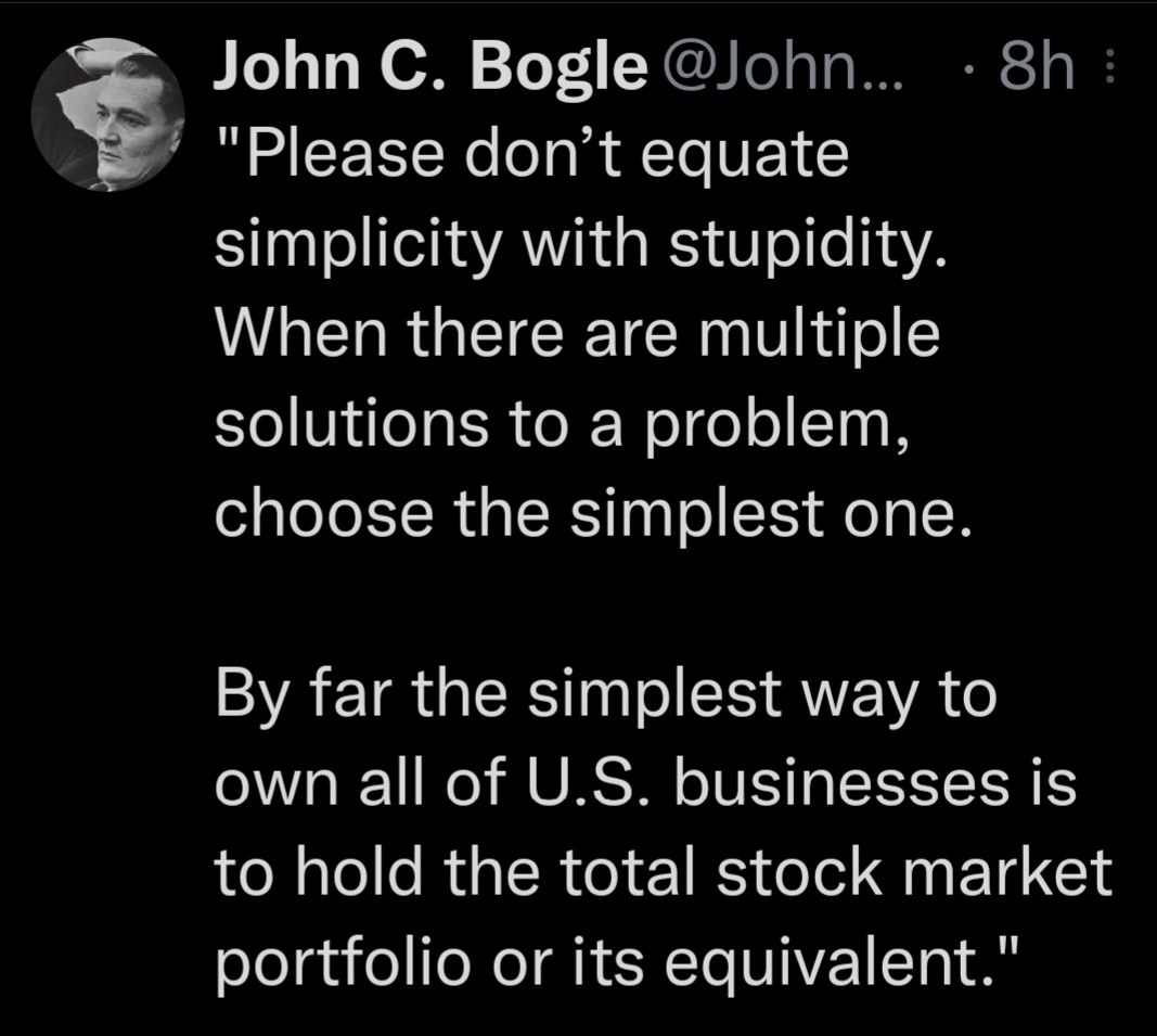 samdesai62's tweet photo. By far d simplest way to own all of(listed)Indian enterprise - is to hold d total(Indian)stck markt..via..
..combo of #Nifty50 #NN50 #MidCap150 & #SmallCap250 or #N500 #ETFs & / #IndexFunds
This will ensure mkt return,whatever it is..
...everything else is abt "ifs & buts" https://t.co/WXiBZoY7IL