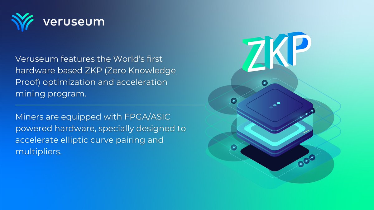 VeruseumLabs's tweet photo. 📢#Veruseum features the World’s first hardware based #ZKP (Zero Knowledge Proof) optimization and acceleration #mining program. 🌍

📌Miners are equipped with #FPGA #ASIC powered hardware, specially designed to accelerate elliptic curve pairing and multipliers.🏗️

#ZKRollUp #ETH https://t.co/tdn2ZLVRVJ