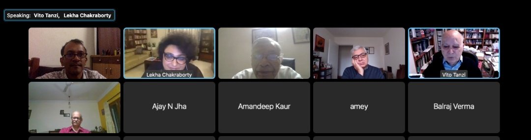 etkanatt's tweet photo. It was great to listen to Prof. Vito Tanzi speaking on Economic Theory, Uncertainty and Globalisation of Public Goods in a Webinar organised by @nipfp_org_in chaired by @lekhachakrborty https://t.co/cfj4Tt24NM