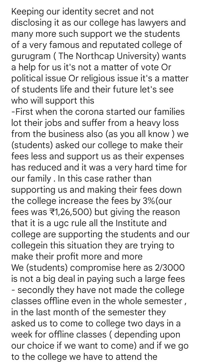 for_ourstudents's tweet photo. #collegecruelty #standforsrudents @aajtak @ABPNews @AmitShah  @ArvindKejriwal @BJP4India @myogiadityanath @narendramodi @ndtv @priyankagandhi @RajatSharmaLive @SonuSood @sudhirchaudhary @RahulGandhi @INCIndia @anilvijminister @OfficialINLD @DC_Gurugram @cdgurugram @sambitswaraj https://t.co/Q7sb8zelCY