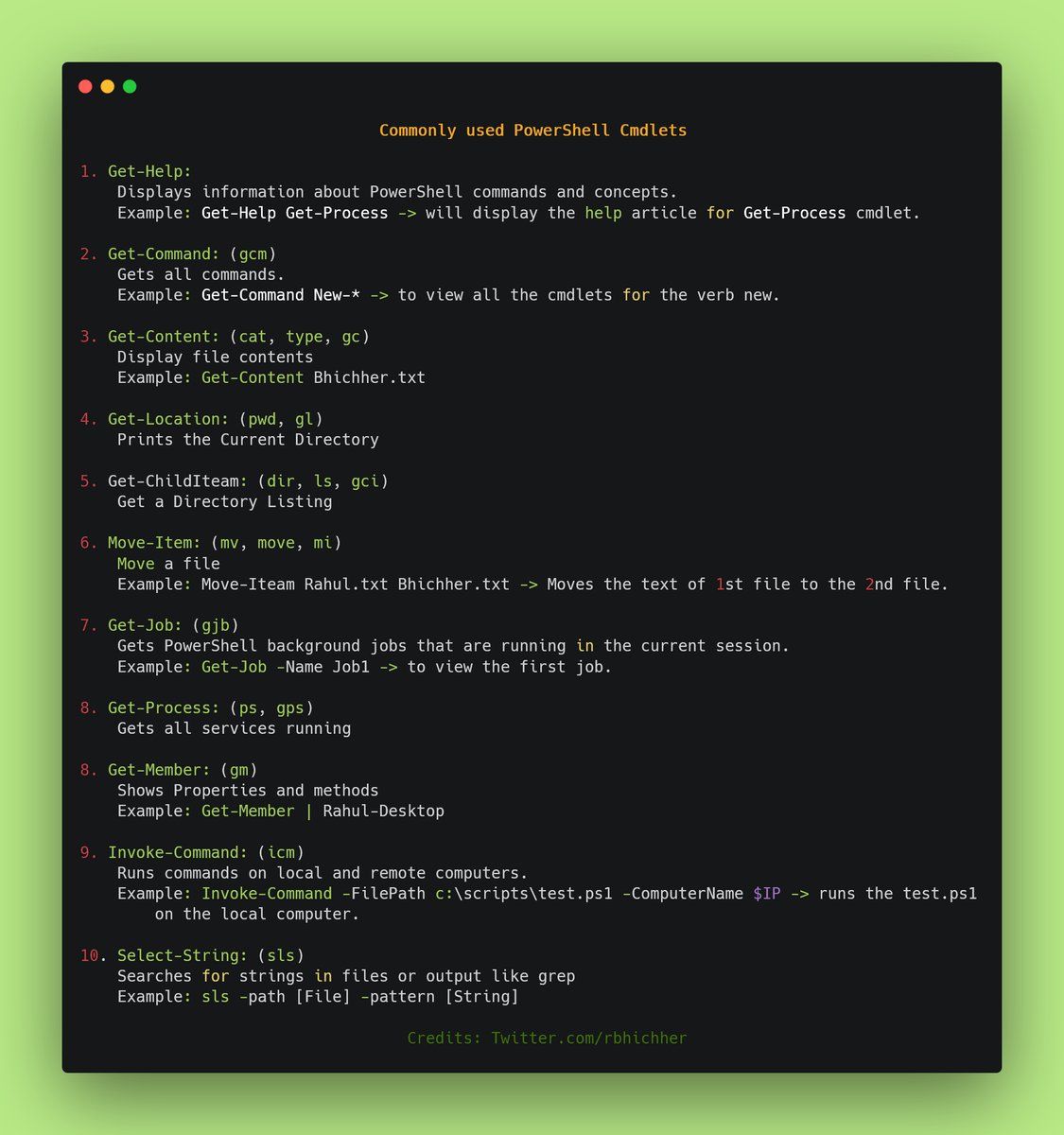 rbhichher's tweet image. As a pentester, knowing PowerShell is important. Below are the some commonly used cmds👇
Learn more:
bit.ly/3wSdFyj from @joehelle
#infosec