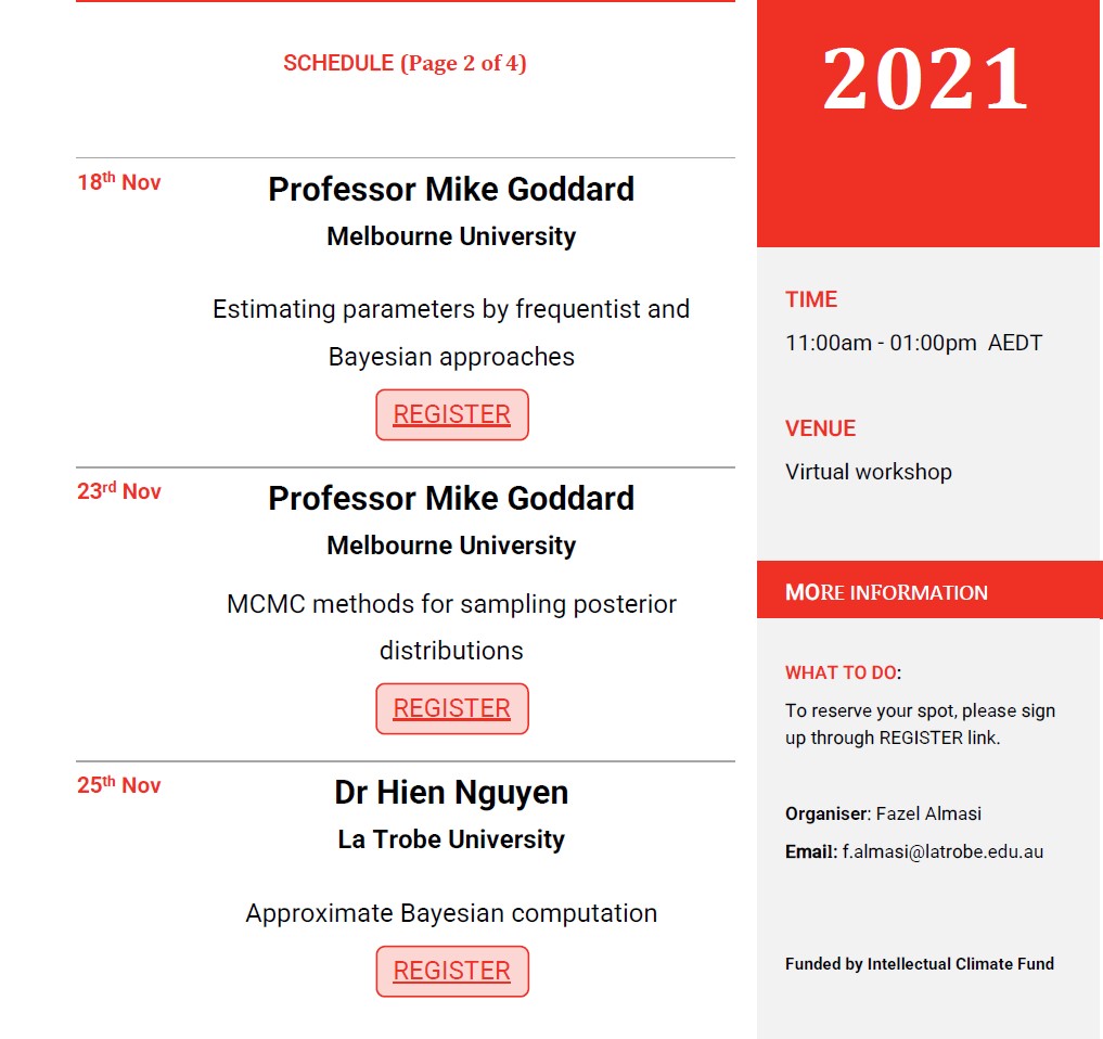 RXiang5's tweet photo. Interested in Bayesian statistics, genomic prediction or Machine learning applied in biology? Here are a set of on-line lectures (with pracs) given by experts and the registration is free. link: https://t.co/Rcm7Iu7RQR https://t.co/7AhycO5UHF