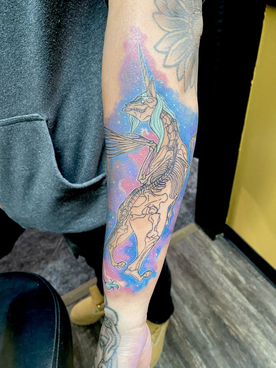 emkriegart's tweet photo. Galaxy and bones 🦄🌌 
#tattoo #tattooapprentice https://t.co/agUujp9pyF