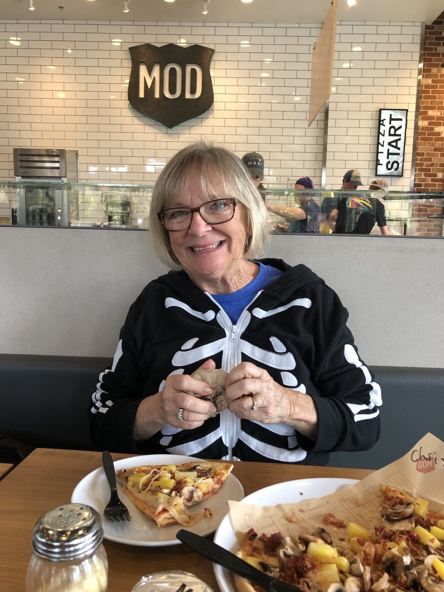 ZScottFanClub's tweet photo. And just for fun, I leave you this photo of my mom who moved in with us while our toddler was in cancer treatment. I dressed her up as a skeleton to get a MOD deal for Halloween. #MODMom #MomsRule #AnythingforMODPizza https://t.co/ex7pIpFfIz