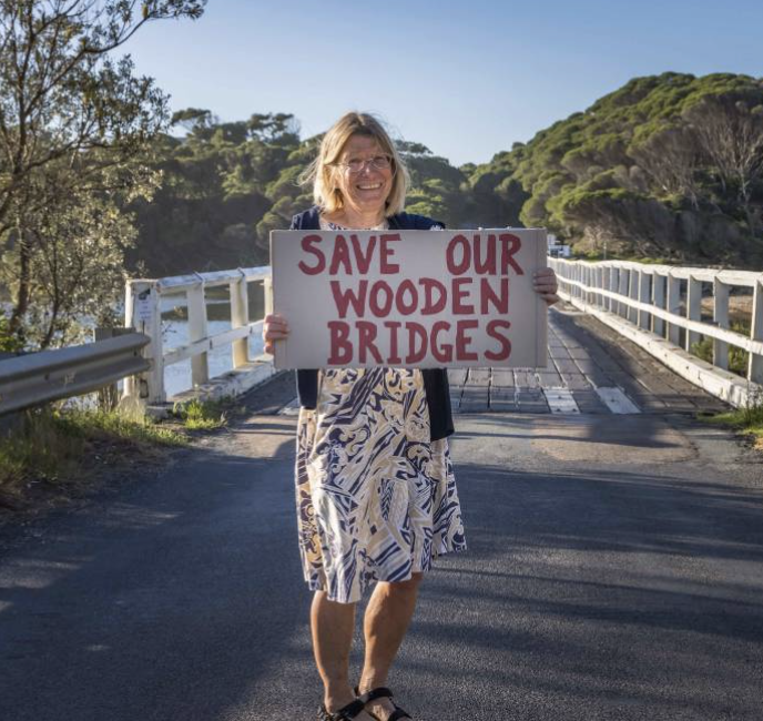 SaveCuttageeBr1's tweet photo. We've had 700+ responses to our poll asking the community what they think of @BegaValleyShire Council plans to demolish our wooden #heritage bridge at Cuttagee &amp; open the coast road to freight. Tell us what you think? #savecuttageebridge #bermagui 
https://t.co/kUPmTzYA1H https://t.co/4lFvwMNFaP