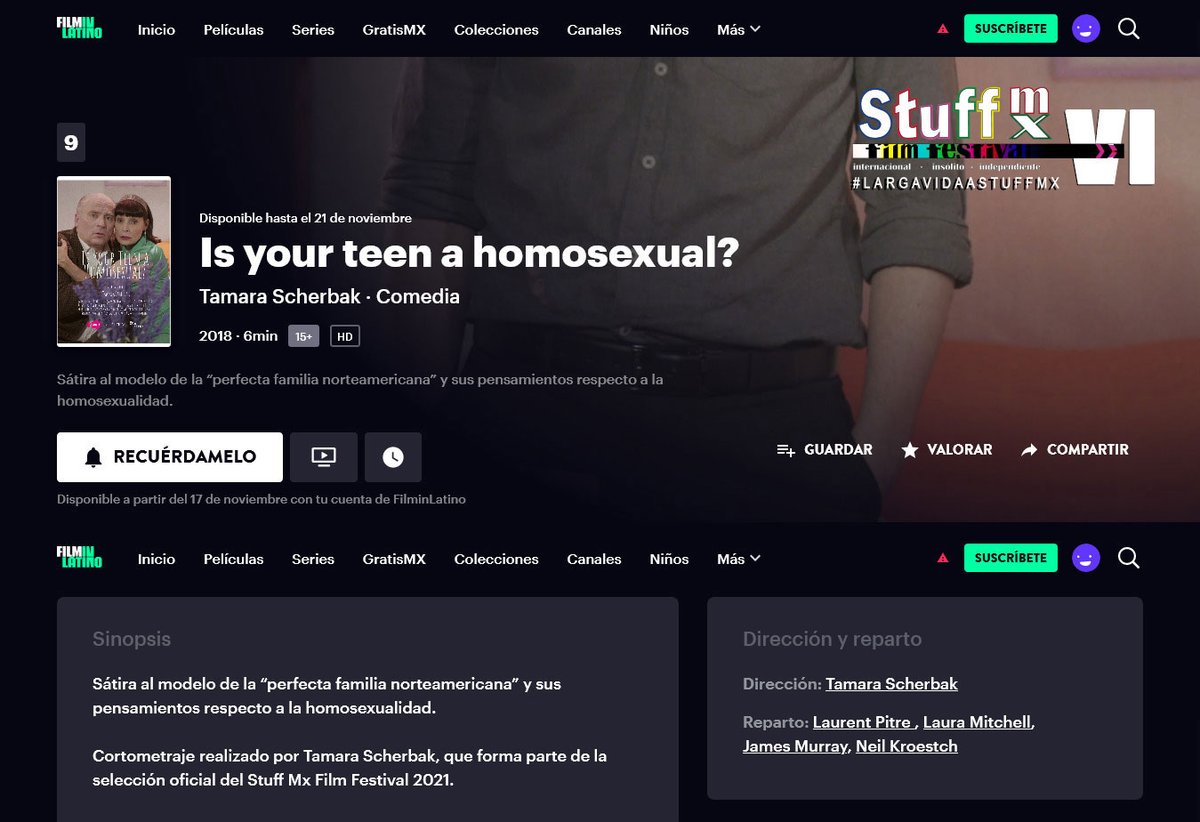 STUFFMXFilmFest's tweet photo. Is Your Teen A Homosexual de Tamara Scherbak ya disponible en @filminlatino https://t.co/5nagL4d9mP entra y regístrate para disfrutar de todo el contenido de #StuffMxVI, es completamente gratis.
#LargaVidaAStuffMx
#SonbreviviendoALaPandemia
#SomosSobrevivientes https://t.co/jHP5HDTcaZ