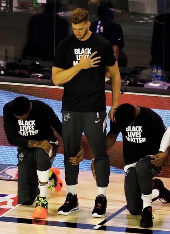 RJSzczerba's tweet photo. He stands because of his conscience (his family serves in military).  Teammates understand and embrace him.  They kneel because of conscience (their families experience inequality).  He understands and embraces them.  

This is what it looks like to LOVE your neighbor. https://t.co/MYKZRewf6H