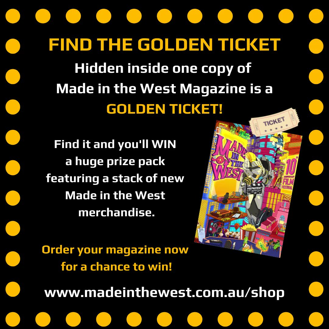 MITW_Festival's tweet photo. We've hidden a GOLDEN TICKET in one copy of #MadeintheWest MAGAZINE 😎 Will you find it?? Pick up your copy online or at the festival on Saturday 4 December 🎟️ We've got a huge swag of festival #merch for the winner! https://t.co/FqUDR07Vmc https://t.co/ls2bFE4FUi