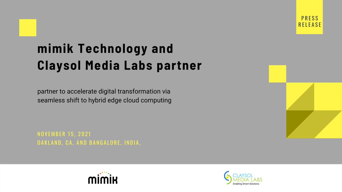 ClaysolMedia's tweet photo. in this #partnership, #Claysol will incorporate @mimiktech technology to deliver solutions that address a wide variety of markets
https://t.co/MaOPmvcevh

#collaboration #edgecloud #digitaltransformation #edgecomputing #hybridedgecloud #microservices #sustainability #ecosystem https://t.co/9mc4pyjqAz