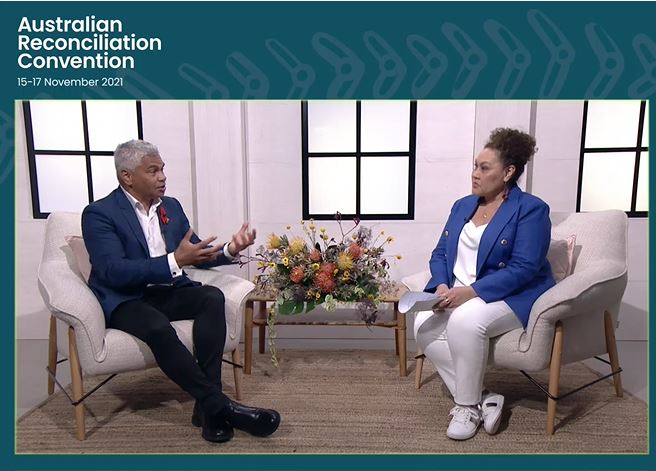 RecAustralia's tweet photo. Today's hosts @jpjanke and @RecAustralia CEO Karen Mundine are recapping the third and final day of #2021ARC.
They will soon introduce a very special closing performance from an Australian icon. Stay tuned!
#2021ARC #Reconciliation https://t.co/ZSXYSZbmTt