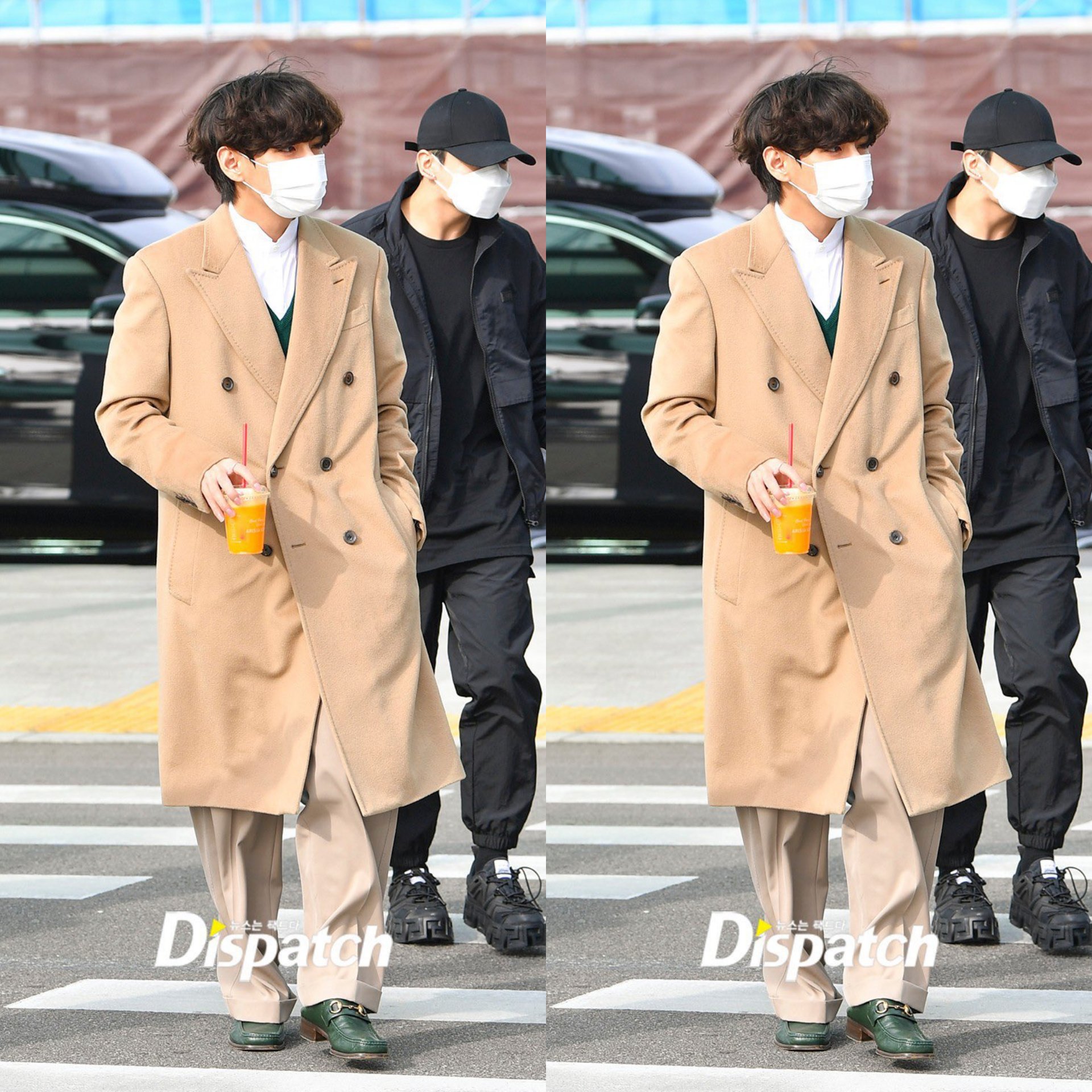 Kim Tae Hyung Moments from Incheon International Airport to JFK Airport.  First to Wear Louis Vuitton 