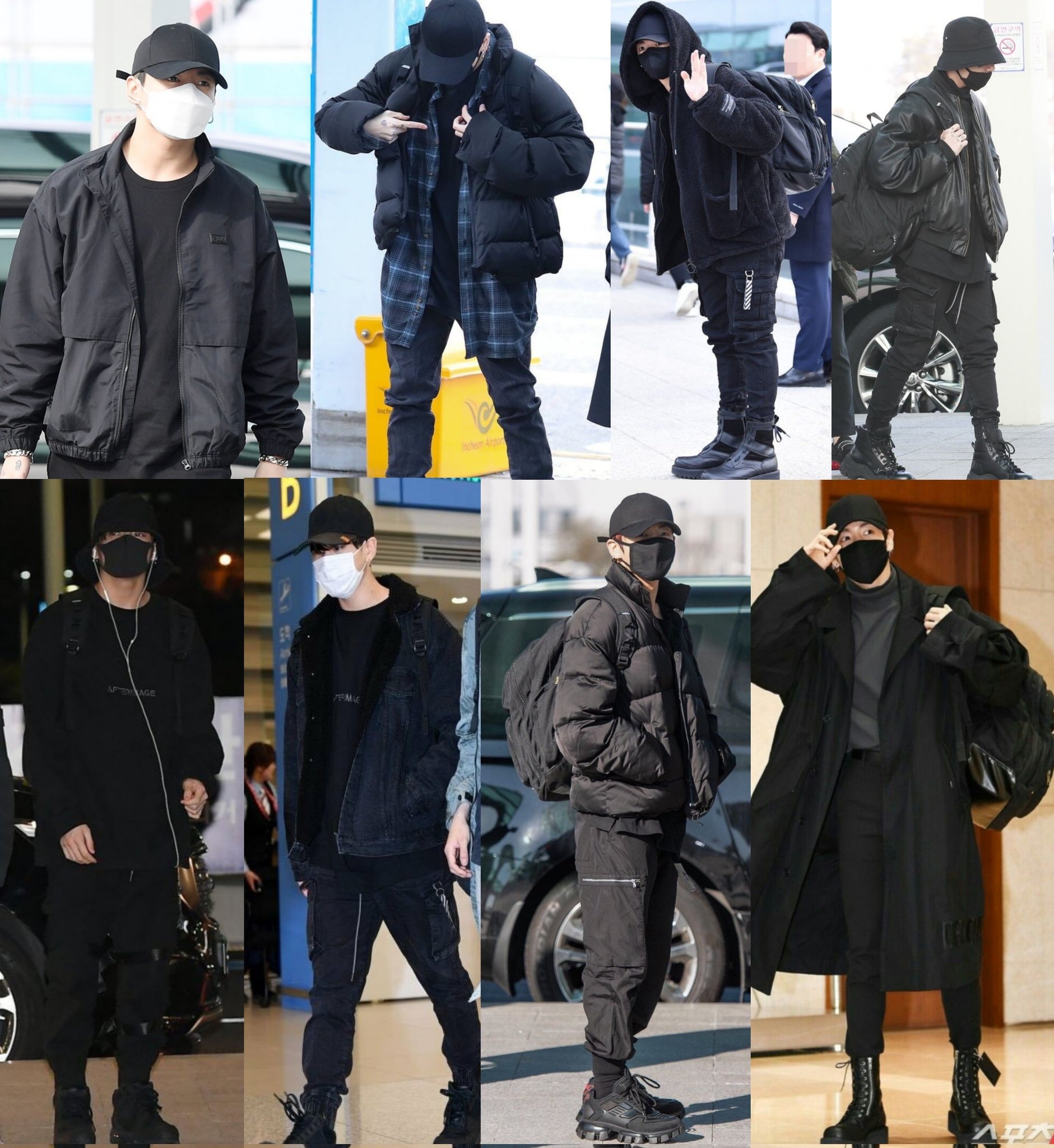 That all black airport fashion look of - BTS Jeon Jungkook