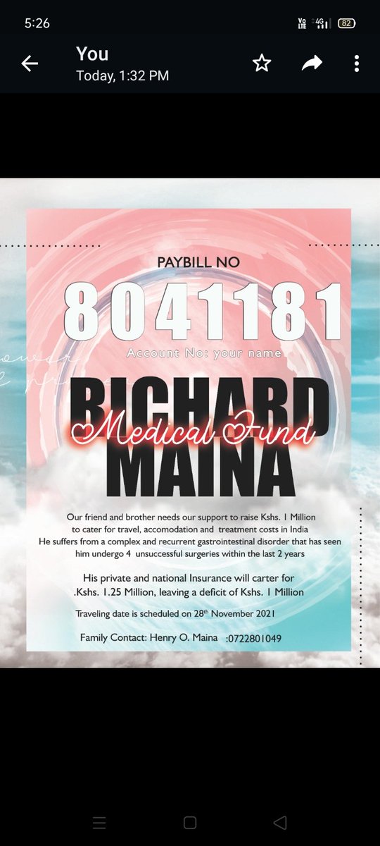 MainaWesaya's tweet photo. Any help to my brother will be appreciated... https://t.co/dw13XDsUT9