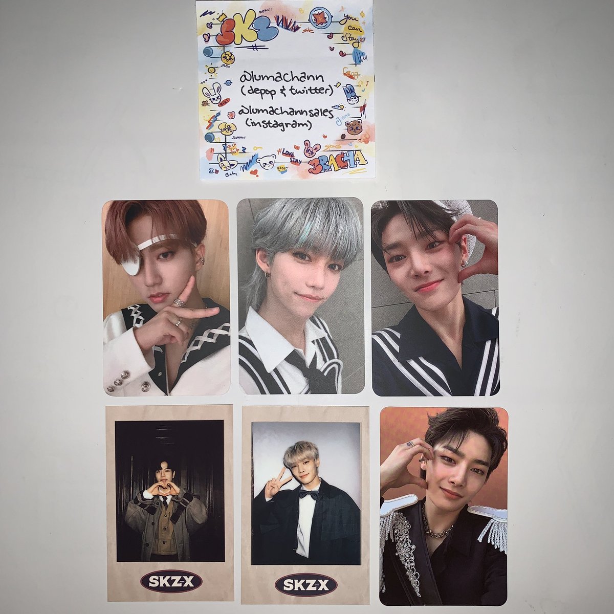 lumachann's tweet photo. wts stray kids skz pcs

- subk vc pc: $23 each 
- skz-x pc: $8 each
- jeongin jewel case pc: $8

ww: ok, shipping is $2
- pls dm if interested in buying! 

#straykids #skz bang chan lee know minho changbin hyunjin han jisung felix seungmin jeongin i.n https://t.co/BbxUL8r3UE