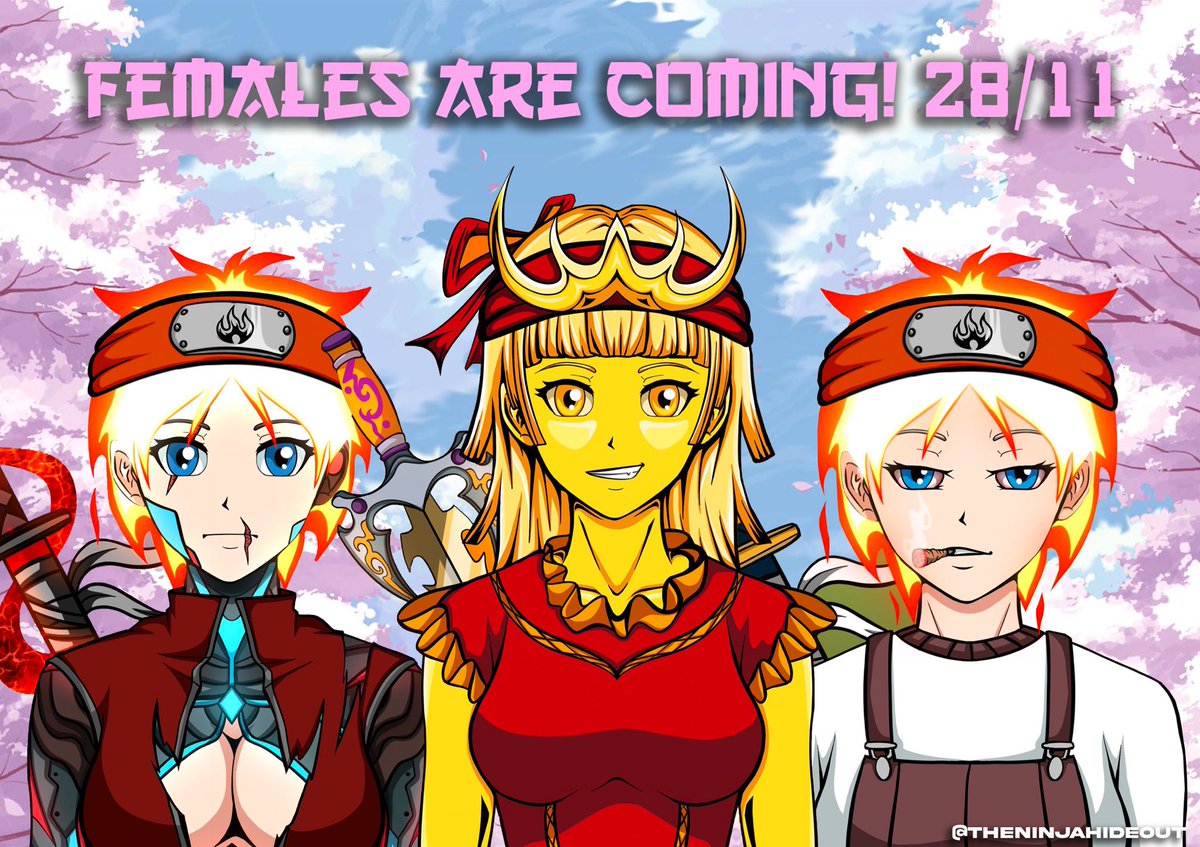 TheNinjaHideout's tweet photo. ATTENTION ALL NINJAS! 🥷 
THE HIGHLY ANTICIPATED FEMALE NINJA NFT CLAIM IS HERE!

FEMALE NINJA CLAIMS WILL BE AVAILABLE FROM NOVEMBER 28!

OWN 2 NINJAS TO CLAIM 1 FEMALE NINJA! 

#NinjasUnite https://t.co/YWgQQkLDjN